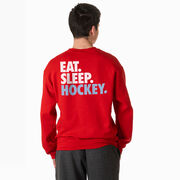 Hockey Crewneck Sweatshirt - Eat Sleep Hockey (Bold) (Back Design)