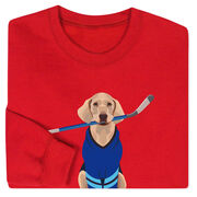 Hockey Crewneck Sweatshirt - Puck The Hockey Dog