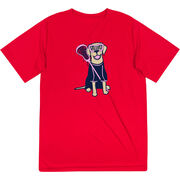 Girls Lacrosse Short Sleeve Performance Tee - Lily The Lacrosse Dog