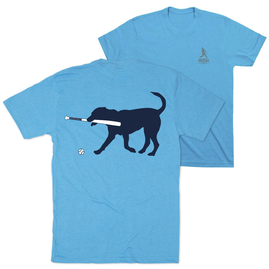 Baseball Short Sleeve T-Shirt - Navy Baseball Dog (Back Design)