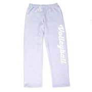 Volleyball Fleece Sweatpants - Volleyball Script (Large) [Adult Large/Gray/White] - SS