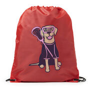 Girls Lacrosse Drawstring Backpack - Lily The Lacrosse Dog