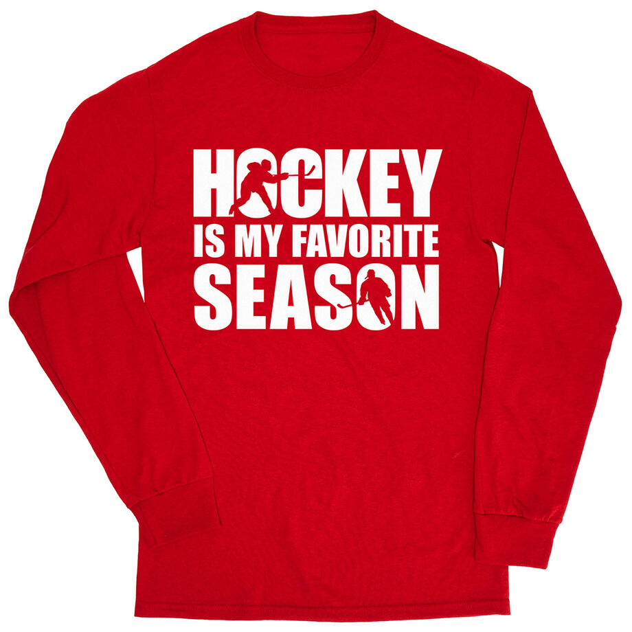 Hockey Tshirt Long Sleeve - Hockey Is My Favorite Season - Personalization Image