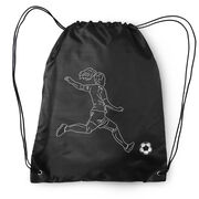 Soccer Drawstring Backpack - Soccer Girl Player Sketch