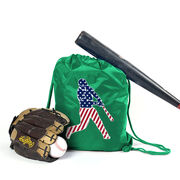 Baseball Drawstring Backpack - Baseball Stars and Stripes Player