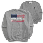 Guys Lacrosse Crewneck Sweatshirt - American Flag (Back Design)