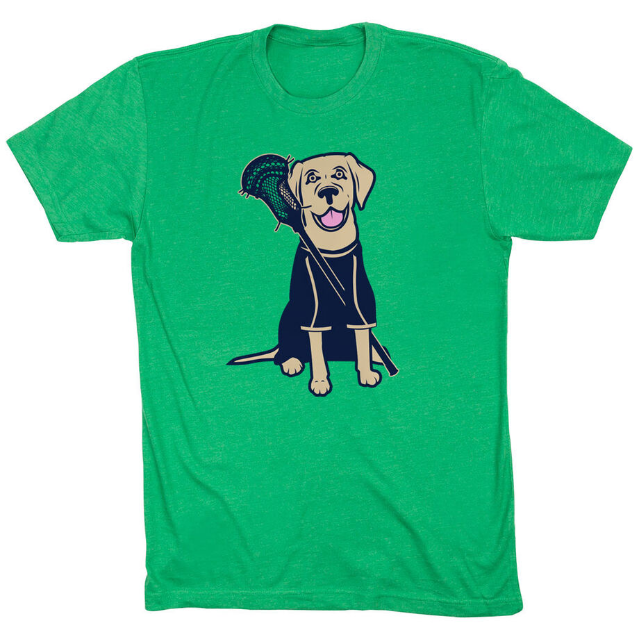 Guys Lacrosse Short Sleeve T-Shirt - Riley The Lacrosse Dog - Personalization Image