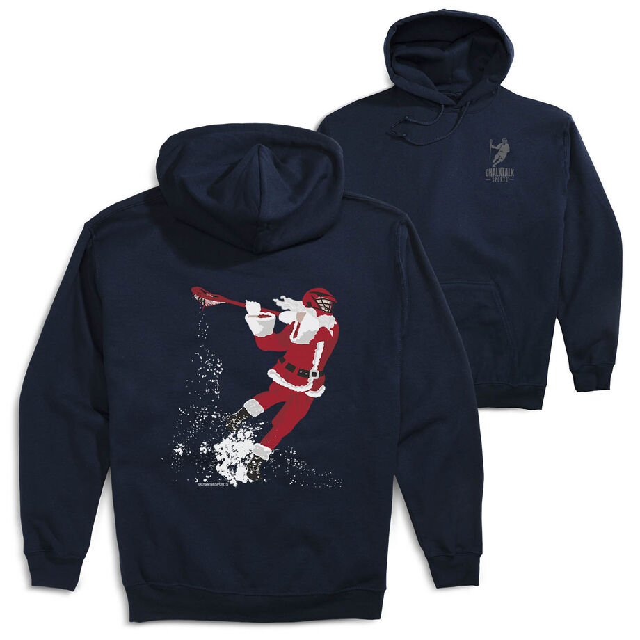 Guys Lacrosse Hooded Sweatshirt - Santa Laxer (Back Design)