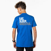 Wrestling Short Sleeve T-Shirt - Eat Sleep Wrestle (Stack) (Back Design)