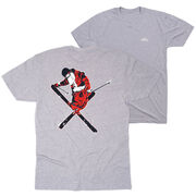 Skiing Short Sleeve T-Shirt - Freestyle Santa (Back Design)