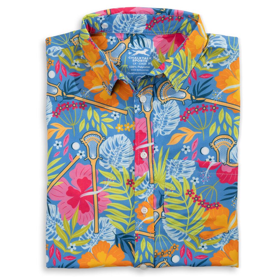 Lacrosse Performance Short Sleeve Button Down Shirt - Aloha
