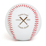 Baseball Thanks Coach Crossed Bats Laser Engraved Baseball