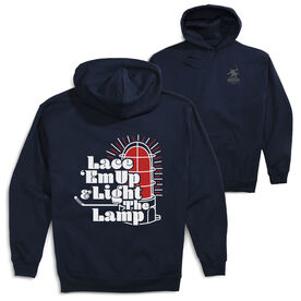 Hockey Hooded Sweatshirt - Lace 'Em Up And Light The Lamp (Back Design)