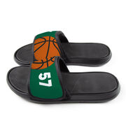 Basketball Repwell&reg; Slide Sandals - Ball and Number Reflected
