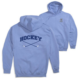 Hockey Hooded Sweatshirt - Hockey Crossed Sticks Logo (Back Design)