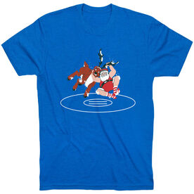 Wrestling T-Shirt Short Sleeve - Wrestling Reindeer [Adult Medium/Royal] - SS