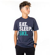 Skiing T-Shirt Short Sleeve Eat. Sleep. Ski.