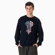 Guys Lacrosse Crewneck Sweatshirt - Patriotic Stick