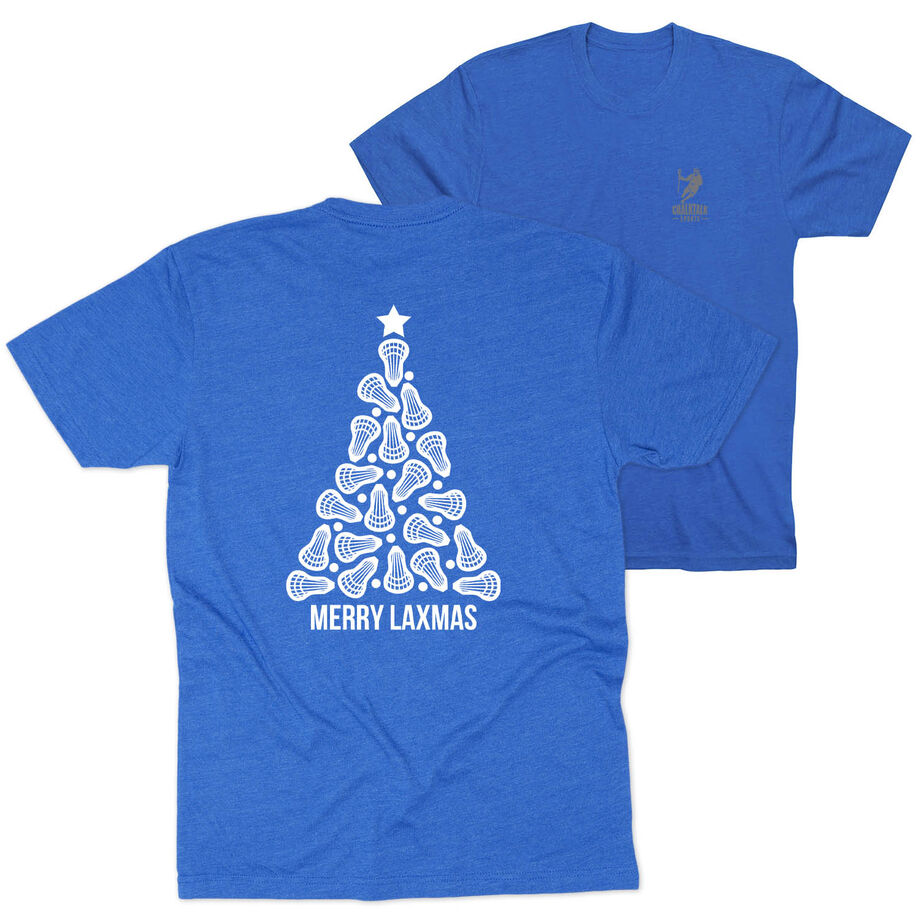 Lacrosse Short Sleeve T-Shirt - Merry Laxmas Tree (Back Design)