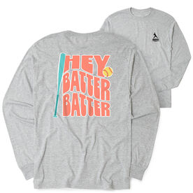 Softball Tshirt Long Sleeve - Hey Batter Batter (Back Design)