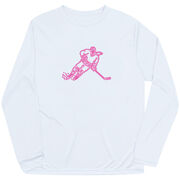 Hockey Long Sleeve Performance Tee - Neon Hockey Girl