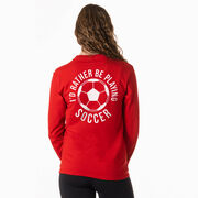 Soccer Tshirt Long Sleeve - I'd Rather Be Playing Soccer Round (Back Design)