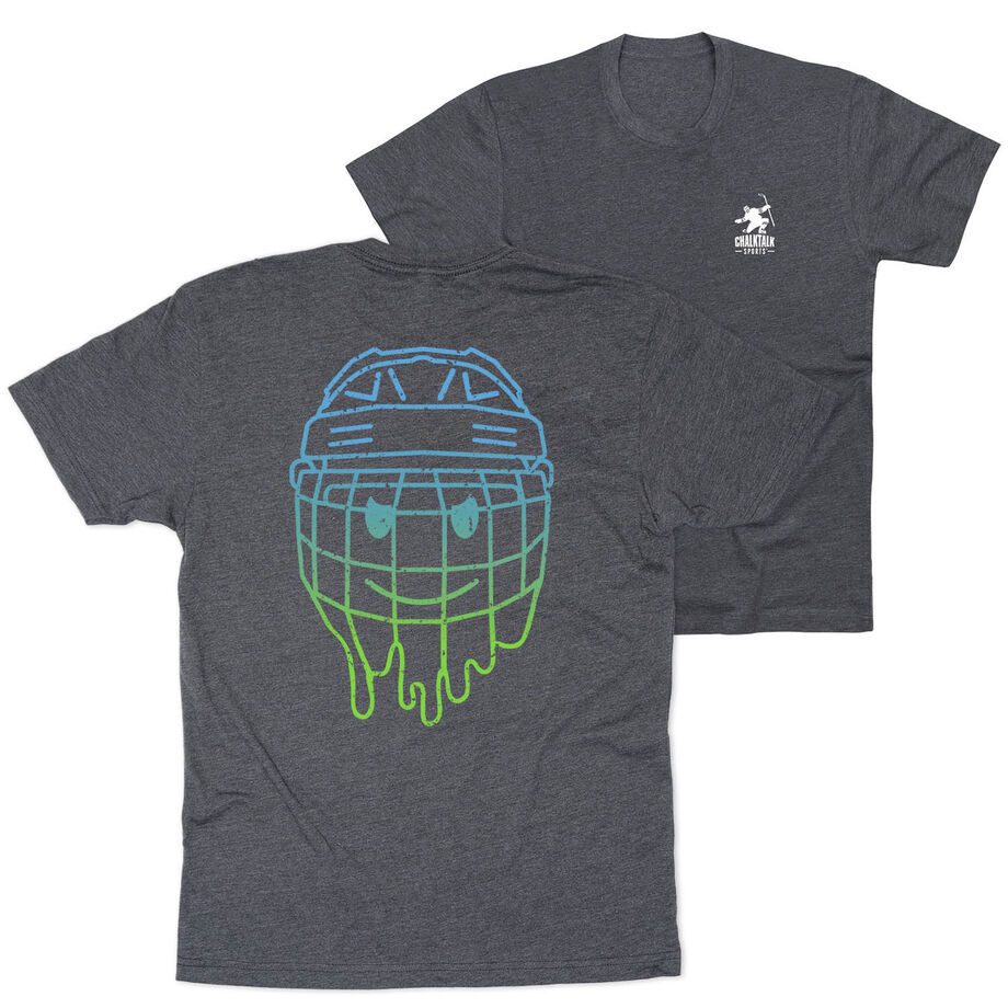 Hockey Short Sleeve T-Shirt - Have An Ice Day Smiley (Back Design)