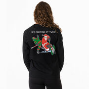 Hockey Tshirt Long Sleeve - He's Checking It Twice (Back Design) 