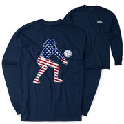 Volleyball Tshirt Long Sleeve - Volleyball Stars and Stripes Player (Back Design)