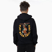 Guys Lacrosse Hooded Sweatshirt - Play Hard, Chill Easy (Back Design)
