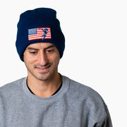 Guys Lacrosse Embroidered Beanie - Patriotic Lacrosse