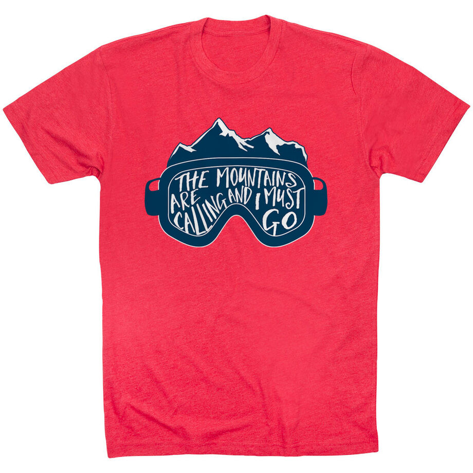 Skiing & Snowboarding Short Sleeve T-Shirt - The Mountains Are Calling