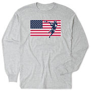 Guys Lacrosse Tshirt Long Sleeve - Patriotic Lacrosse