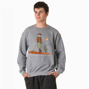 Guys Lacrosse Crewneck Sweatshirt - Slingin Heat In The High Noon