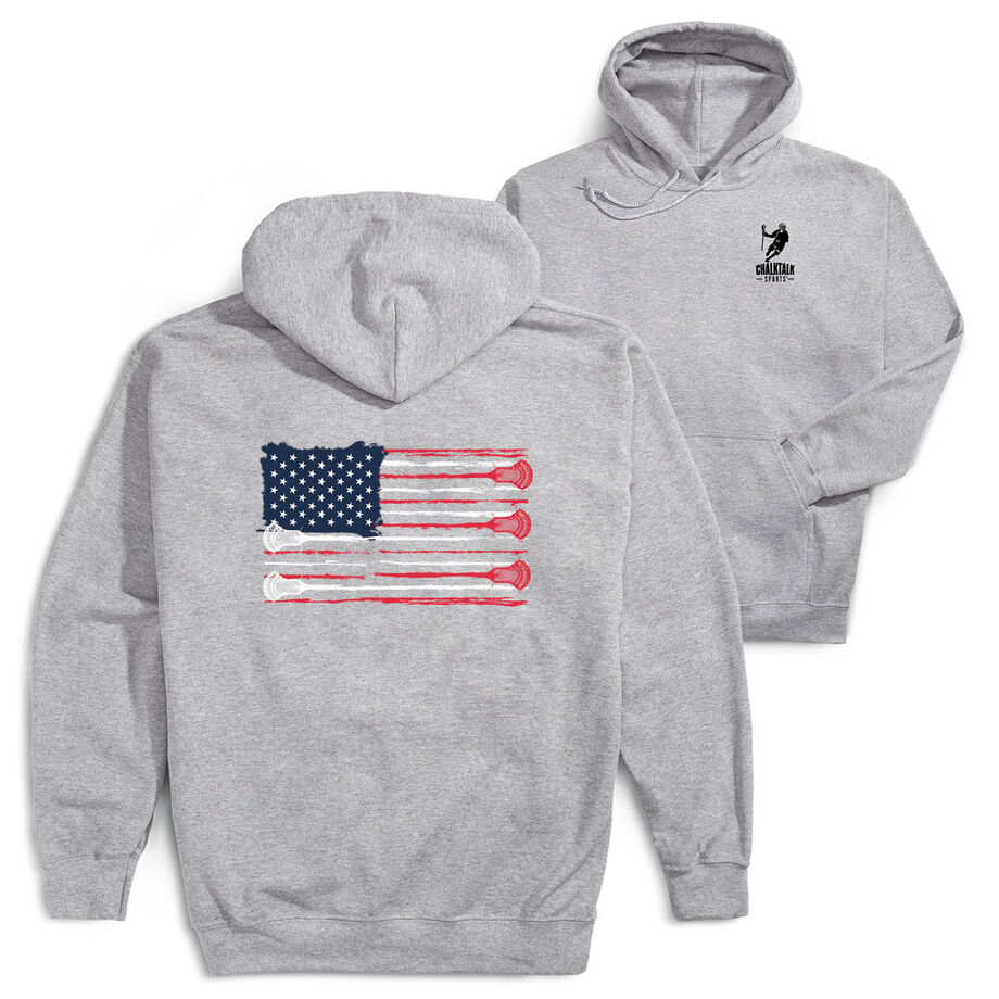 Guys Lacrosse Hooded Sweatshirt - USA Sticks (Back Design)