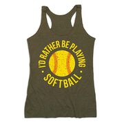 Softball Women's Everyday Tank Top - Rather Be Playing Softball Distressed