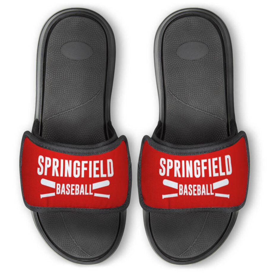 Baseball Repwell&reg; Slide Sandals - Personalized Team Name with Bats