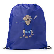 Hockey Drawstring Backpack - Puck The Hockey Dog 