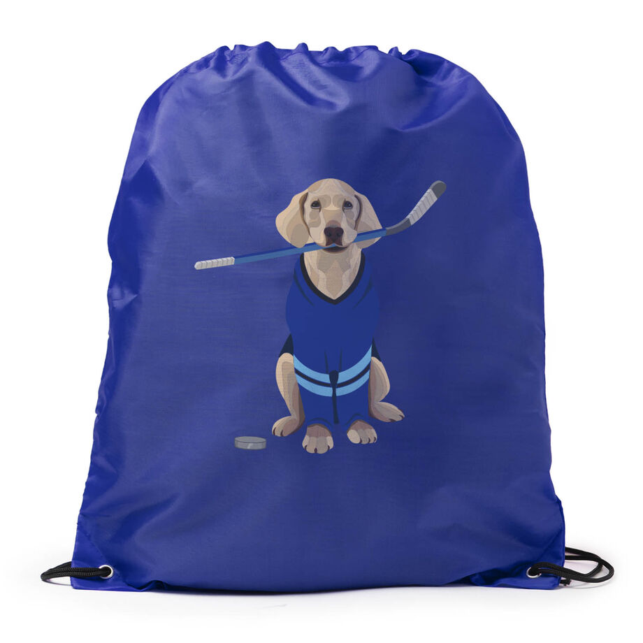 Hockey Drawstring Backpack - Puck The Hockey Dog 