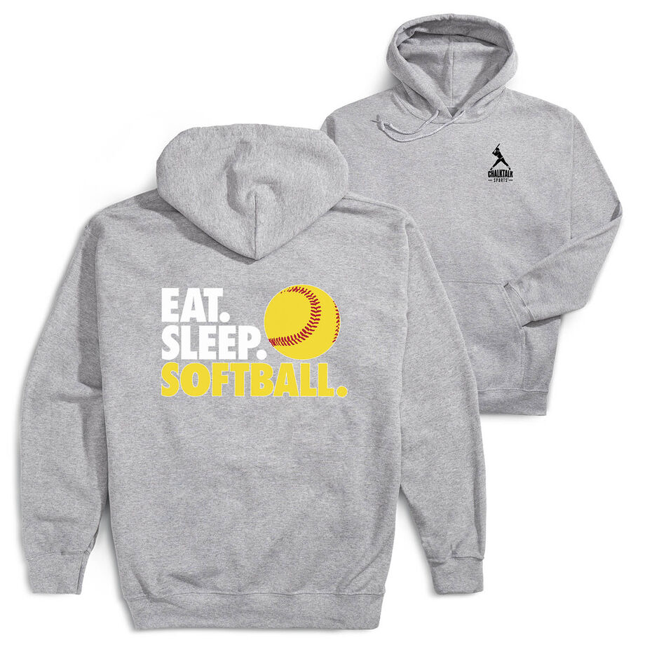 Softball Hooded Sweatshirt - Eat. Sleep. Softball (Back Design)