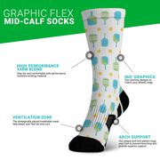 Pickleball Graphic Flex Mid-Calf Socks - Cross Court