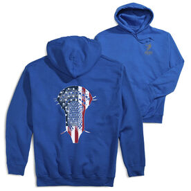 Guys Lacrosse Hooded Sweatshirt - Patriotic Stick (Back Design)