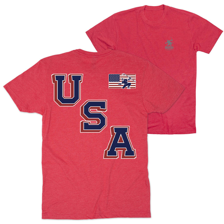 Hockey Short Sleeve T-Shirt - Hockey USA Gold (Back Design)