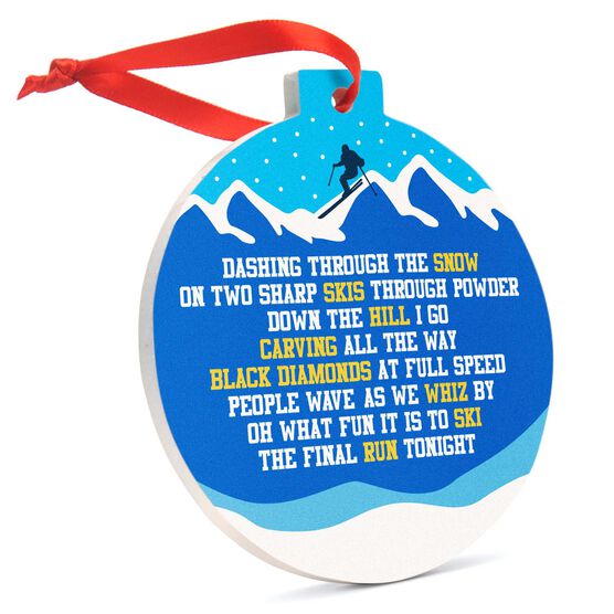 Skiing Round Ceramic Ornament - Jingle All the Way