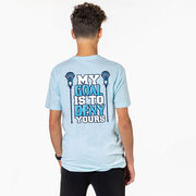 Guys Lacrosse Short Sleeve T-Shirt - My Goal Is To Deny Yours (Back Design)