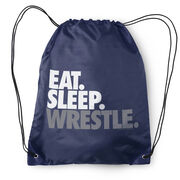 Wrestling Drawstring Backpack Eat Sleep Wrestle (Stack)