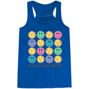 Softball Flowy Racerback Tank Top - Softball Makes Me Happy