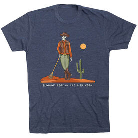 Guys Lacrosse Short Sleeve T-Shirt - Slingin Heat In The High Noon