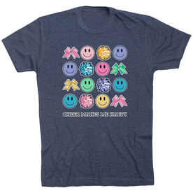 Cheerleading Short Sleeve T-Shirt - Cheer Makes Me Happy