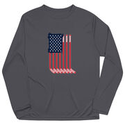 Hockey Long Sleeve Performance Tee - American Flag